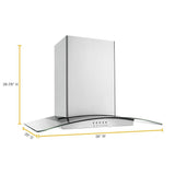 36" Modern Glass Wall Mount Range Hood