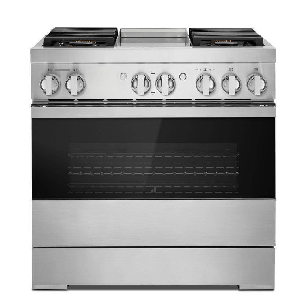 NOIR™ 36" Dual-Fuel Professional-Style Range with Chrome-Infused Griddle and Steam Assist