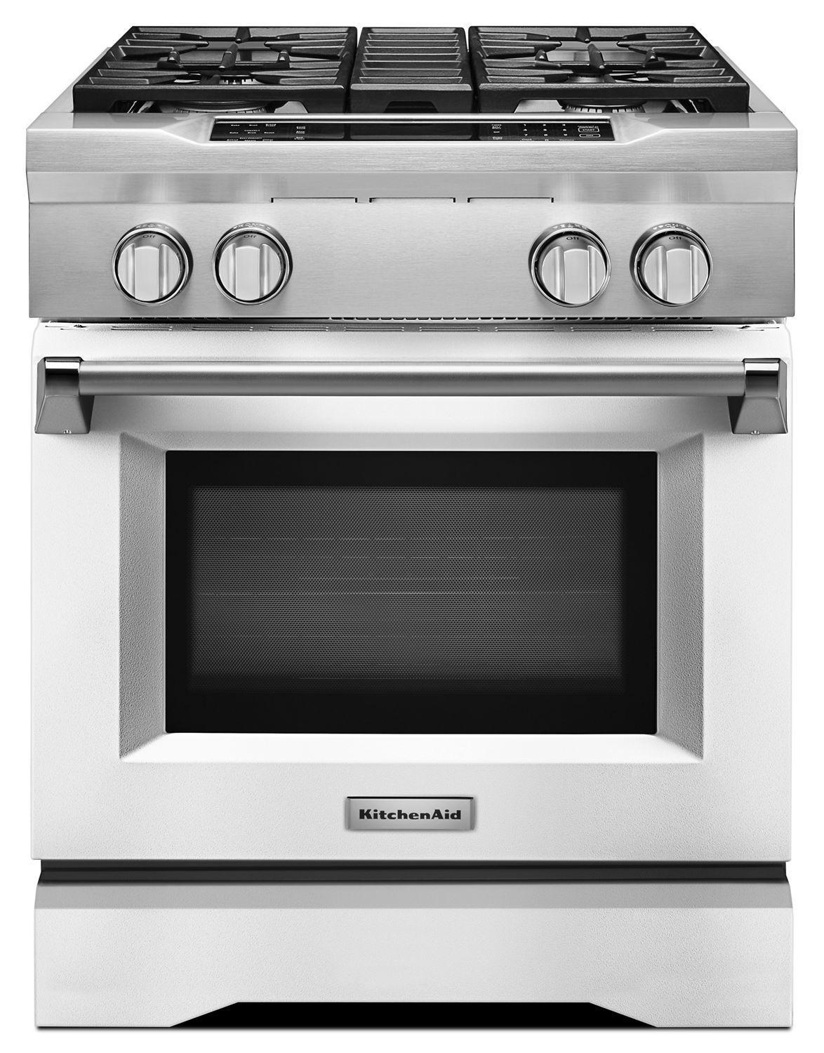 30'' 4-Burner Dual Fuel Freestanding Range, Commercial-Style Imperial White