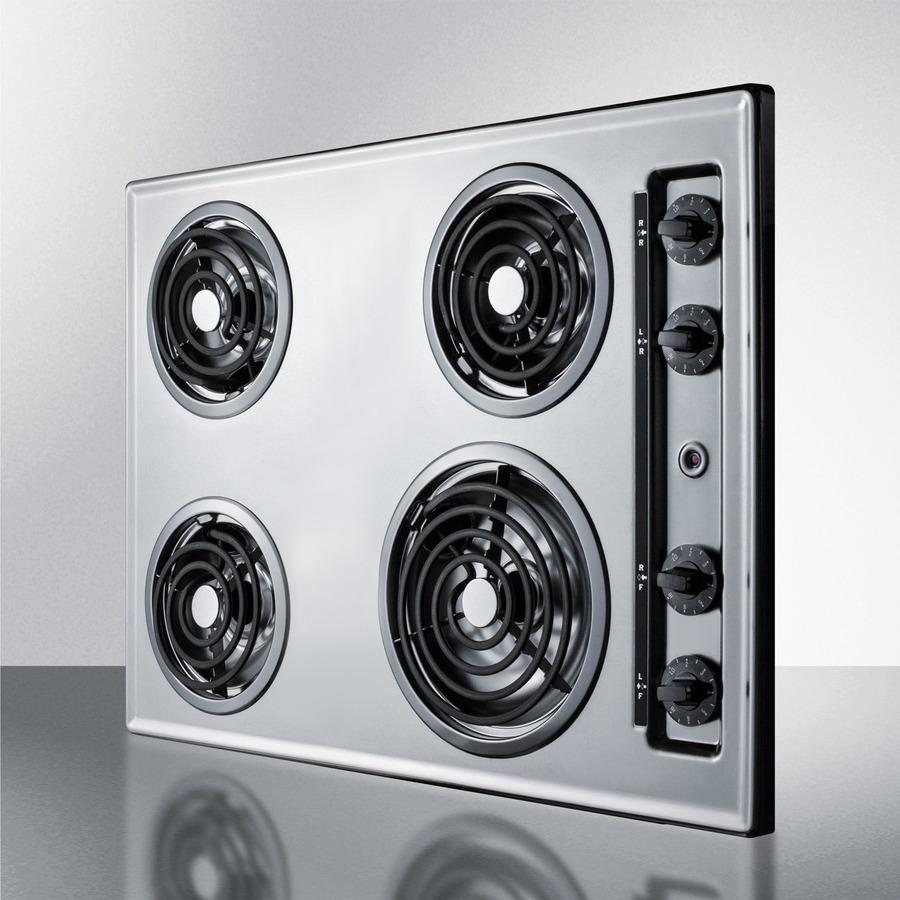 30" Wide 230v 4-burner Coil Cooktop