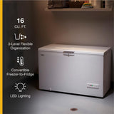 16 Cu. Ft. Convertible Chest Freezer with 3 Storage Levels