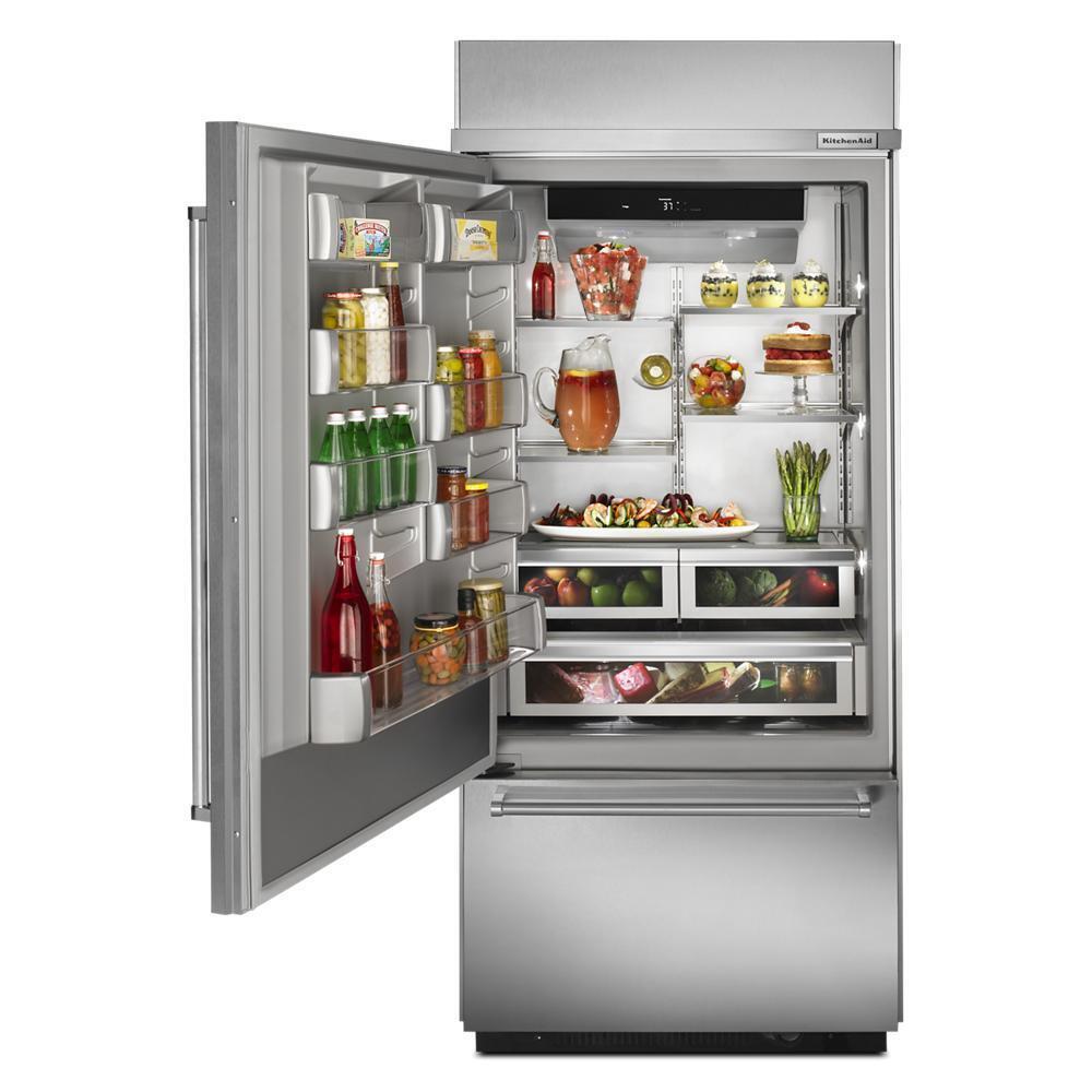 20.9 Cu. Ft. 36" Width Built-In Stainless Bottom Mount Refrigerator with Platinum Interior Design