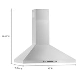 30" Chimney Wall Mount Range Hood with Dishwasher-Safe Grease Filters