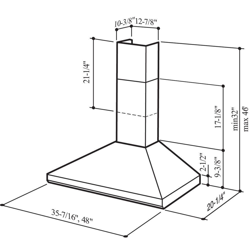 DISCONTINUED-Broan® 48-Inch Convertible Wall-Mount Chimney Range Hood w/ Heat Sentry™, 900 CFM, Stainless Steel