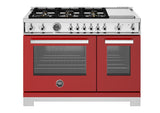 48" Professional Range Dual Fuel Self Clean Rosso Red