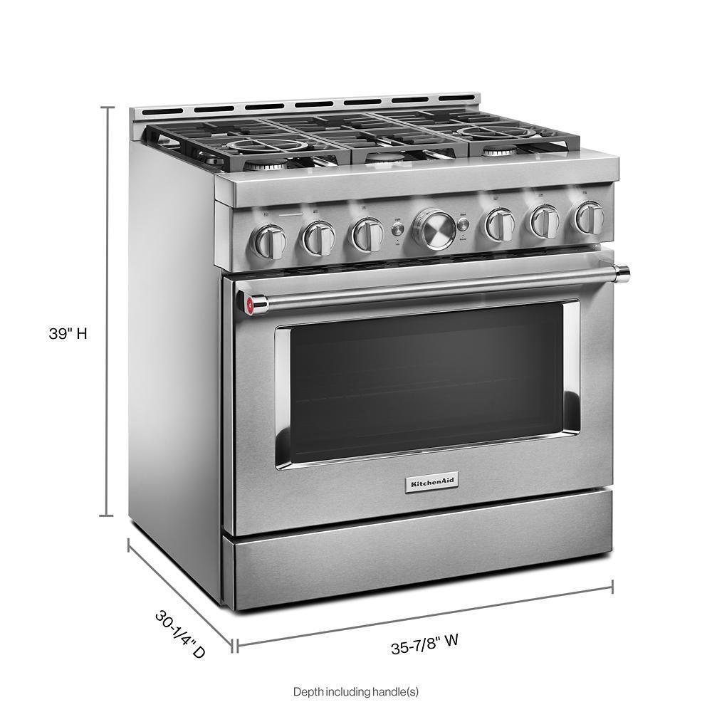 KitchenAid® 36'' Smart Commercial-Style Gas Range with 6 Burners