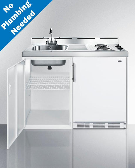 48" Wide All-in-one Kitchenette, No Plumbing Needed