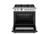 36 inch Dual Fuel Range, 6 Brass Burner and Cast Iron Griddle, Electric Self-Clean Oven Stainless Steel