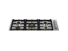 36 Drop-in Gas Cooktop 5 brass burners Stainless Steel