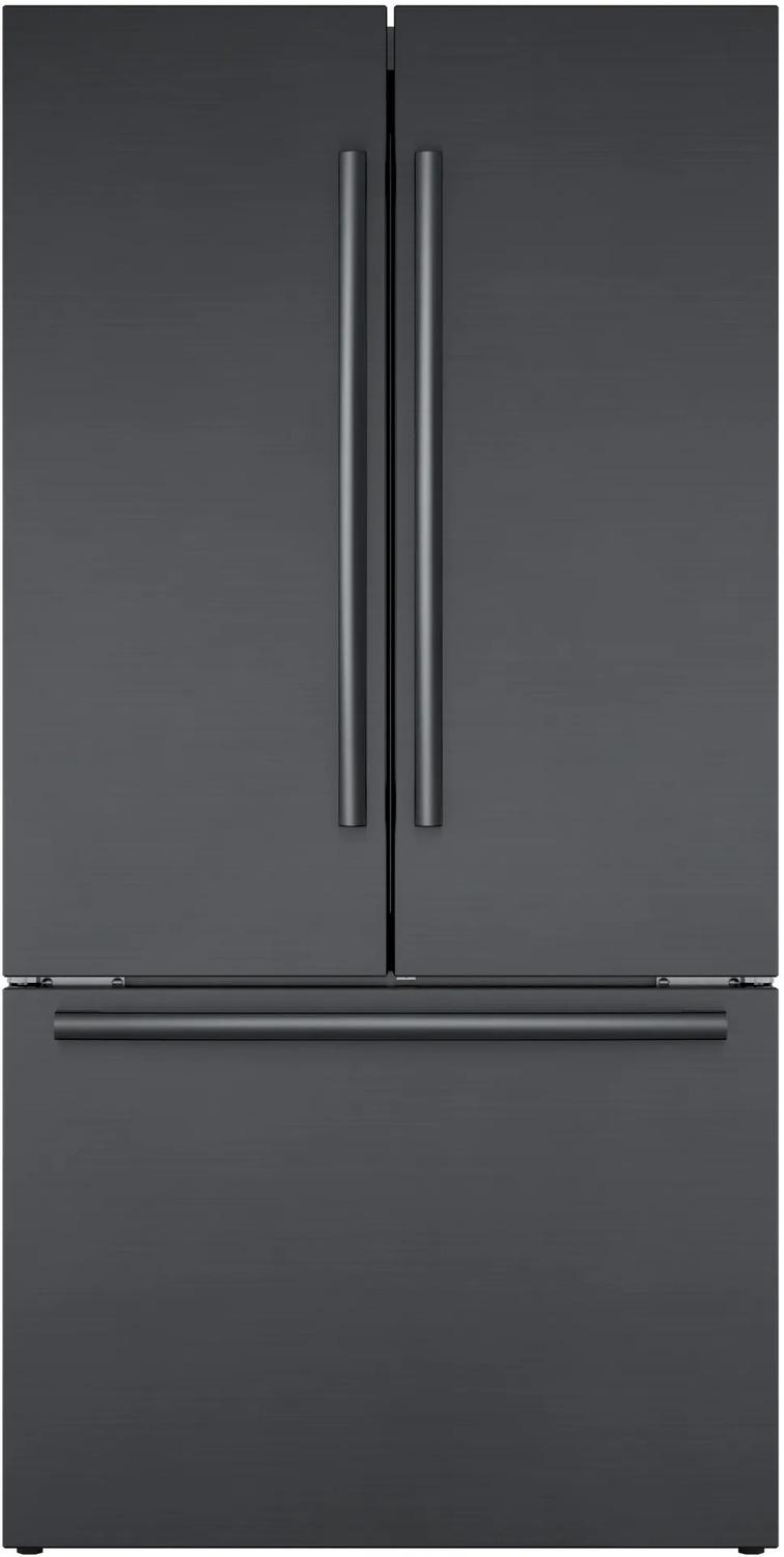 800 Series French Door Bottom Mount Refrigerator 36" Black Stainless Steel