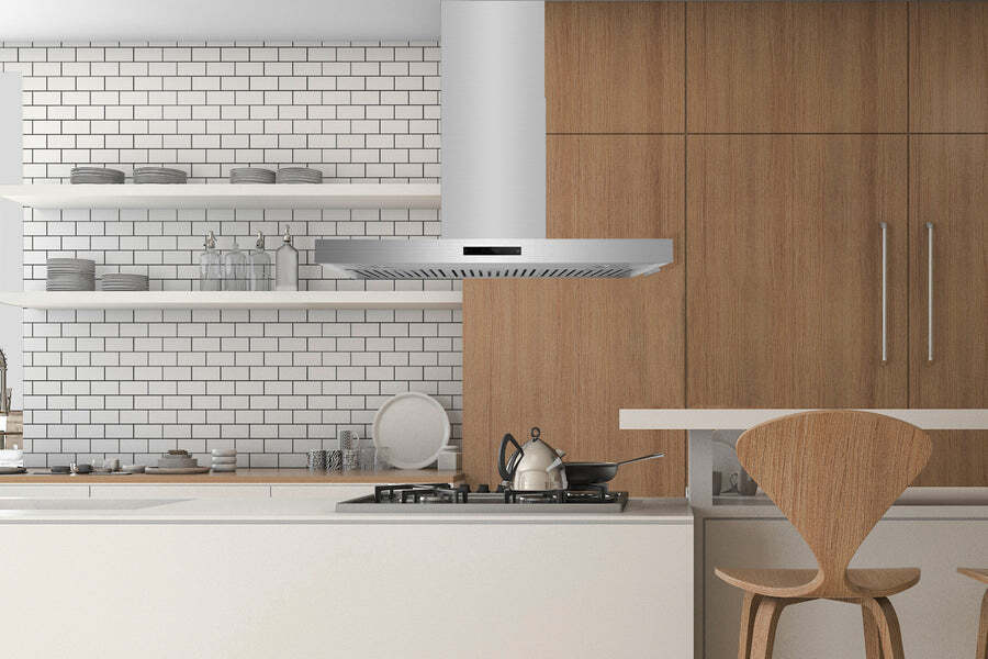 Hauslane  30 in. Convertible Island Range Hood with Dual Controls, LED, Baffle Filter in Stainless Steel