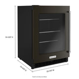 24" Undercounter Refrigerator with Glass Door and Shelves with Metallic Accentsand with PrintShield™ Finish