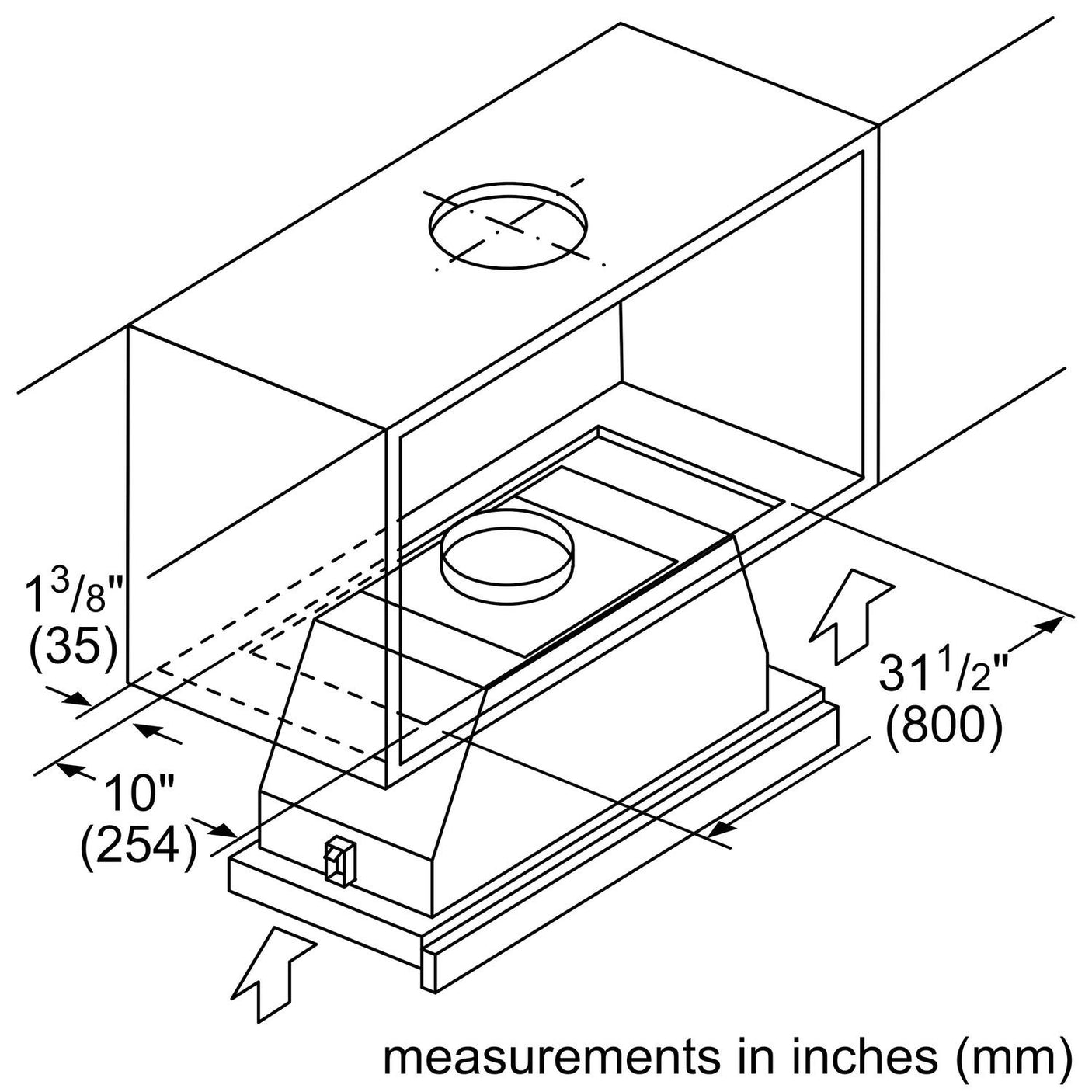 500 Series, 36" Pull-out Hood S/S