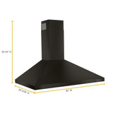 30" Contemporary Black Stainless Wall Mount Range Hood
