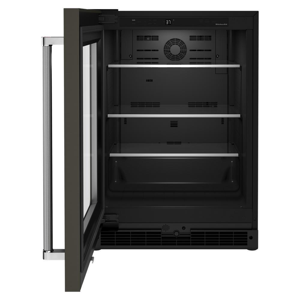 24" Undercounter Refrigerator with Glass Door and Shelves with Metallic Accentsand with PrintShield™ Finish