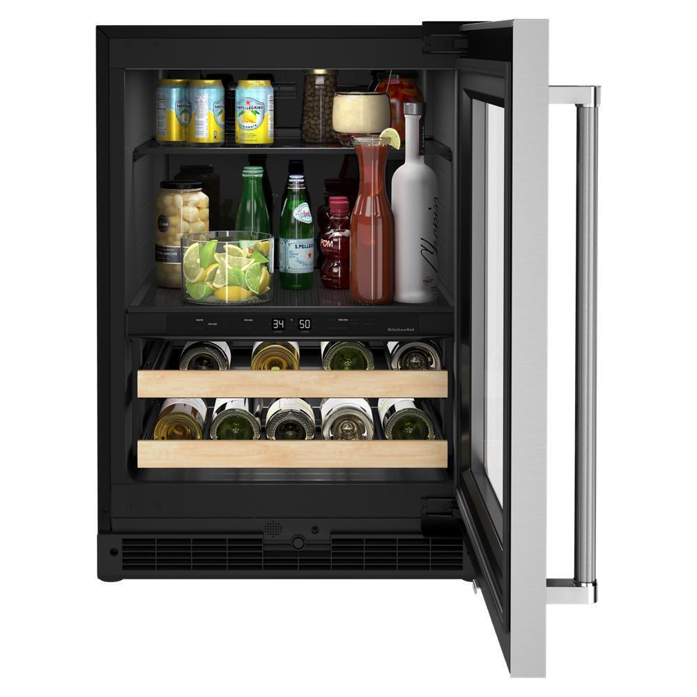 24" Beverage Center with Glass Door and Wood-Front Racks