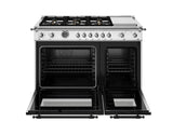 48 inch Dual Fuel Range, 6 Brass Burners and Griddle, Electric Self-Clean Oven Stainless Steel