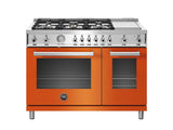 48 inch All-Gas Range 6 Brass Burner and Griddle Arancio