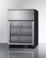 24" Wide Built-in Commercial Beverage Refrigerator With Top Drawer