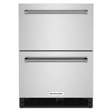 24" Stainless Steel Undercounter Double-Drawer Refrigerator