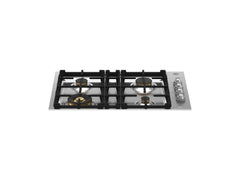 30 Drop-in Gas Cooktop 4 brass burners Stainless Steel