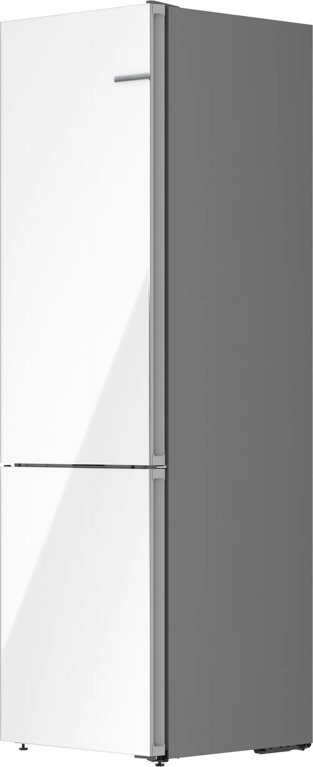 800 Series Free-standing fridge-freezer with freezer at bottom, glass door 24" White, Total No Frost