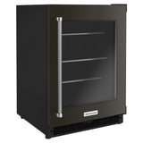 24" Undercounter Refrigerator with Glass Door and Shelves with Metallic Accents and PrintShield™ Finish