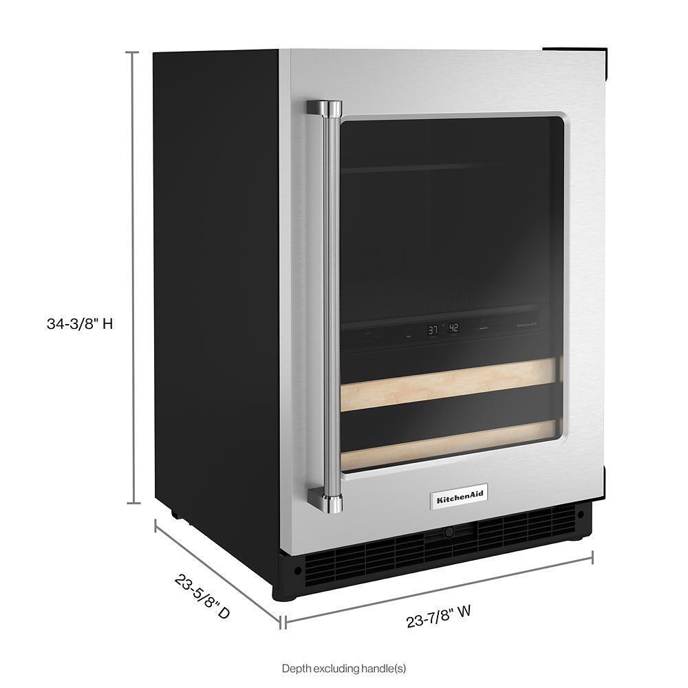 24" Beverage Center with Glass Door and Wood-Front Racks