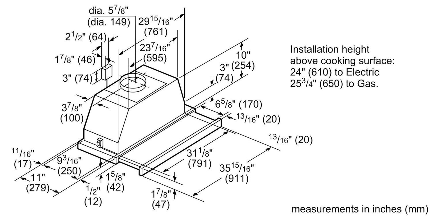 500 Series, 36" Pull-out Hood S/S