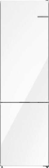 800 Series Free-standing fridge-freezer with freezer at bottom, glass door 24" White, Total No Frost