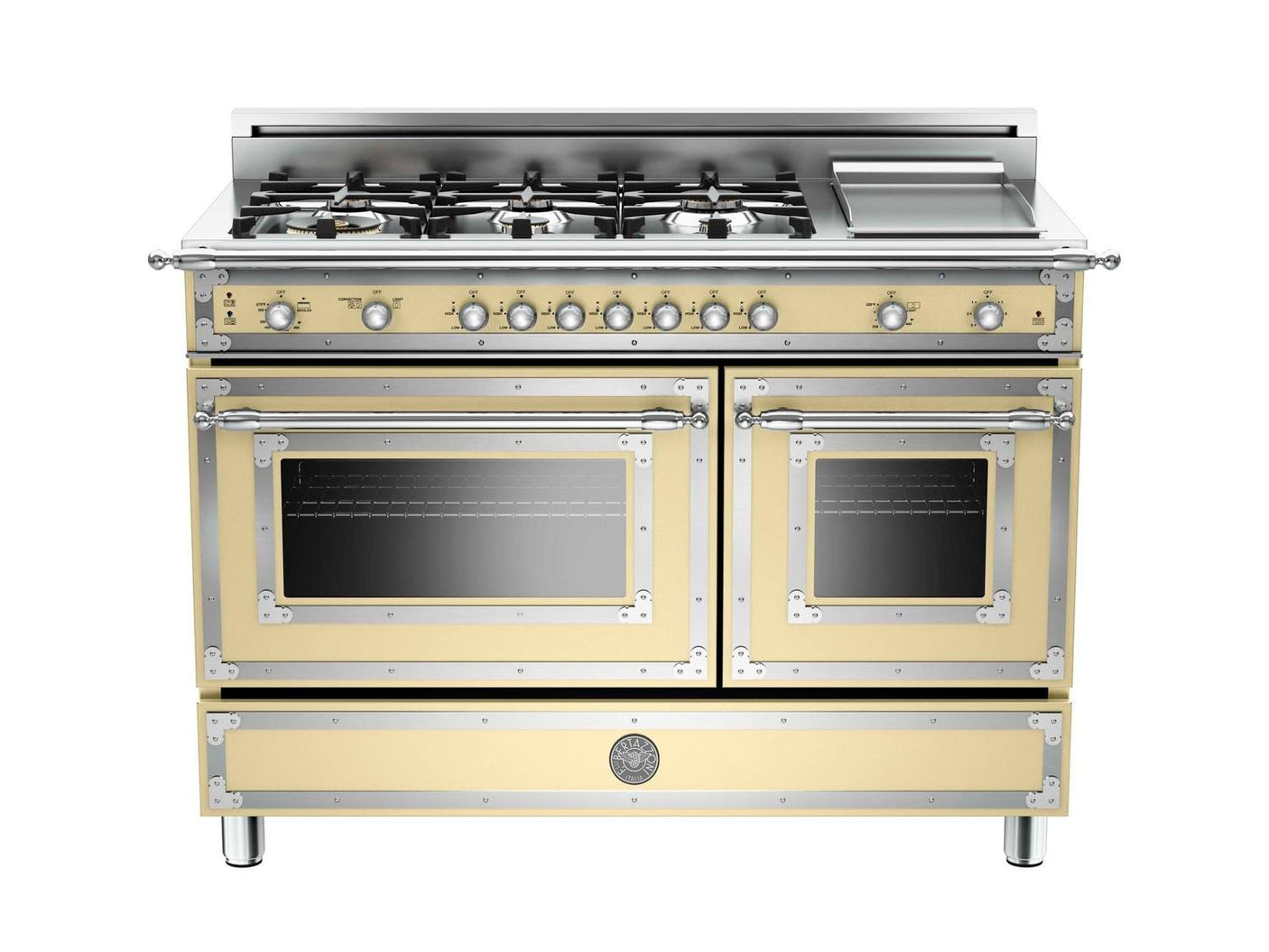 48 inch All Gas Range, 6 Brass Burner and Griddle Matt Cream