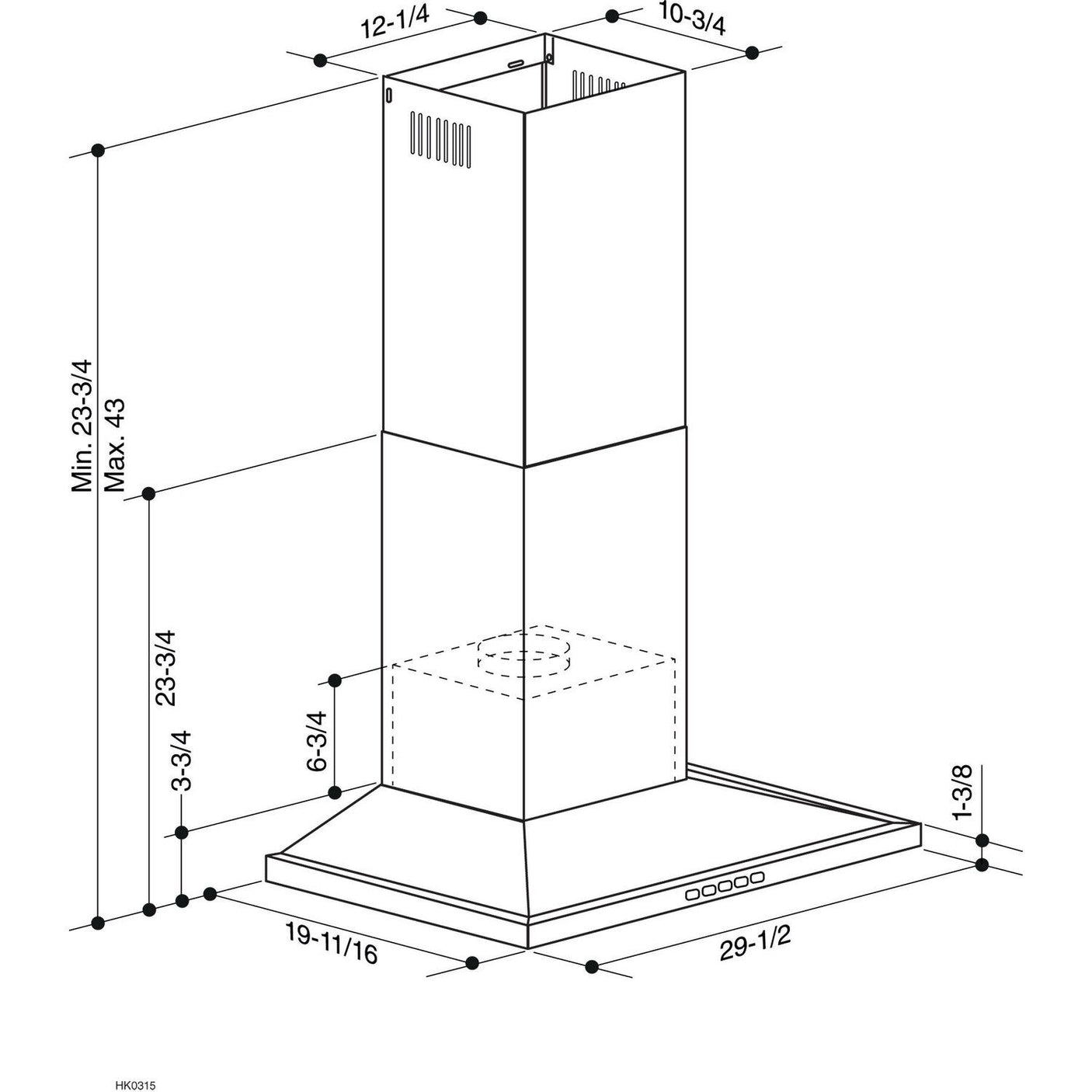 **DISCONTINUED** Broan® 30-Inch Convertible Wall-Mount Low Profile Pyramidal Chimney Range Hood, 450 MAX CFM