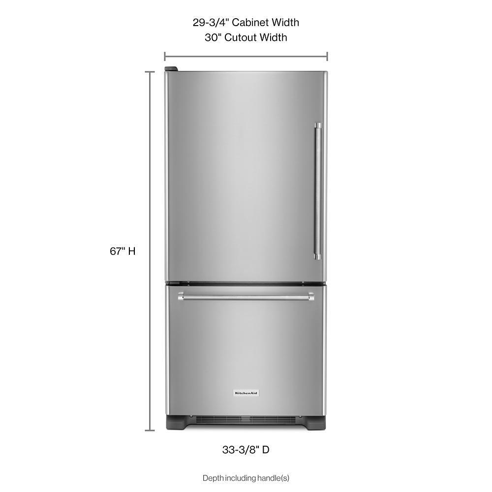 19 cu. ft. 30-Inch Width Full Depth Non Dispense Bottom Mount Refrigerator