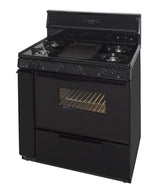 36 in. Freestanding Gas Range with 5th Burner and Griddle Package in Black