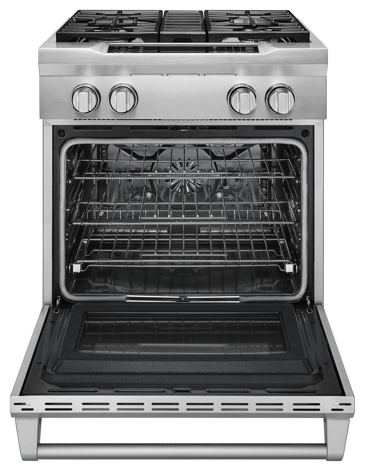 30'' 4-Burner Dual Fuel Freestanding Range, Commercial-Style Stainless Steel