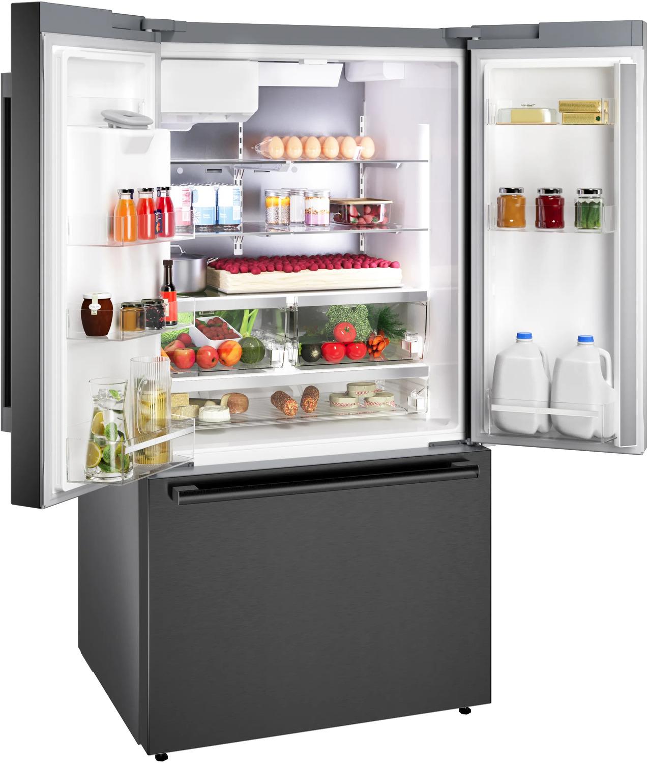 500 Series French Door Bottom Mount Refrigerator 36" Black Stainless Steel