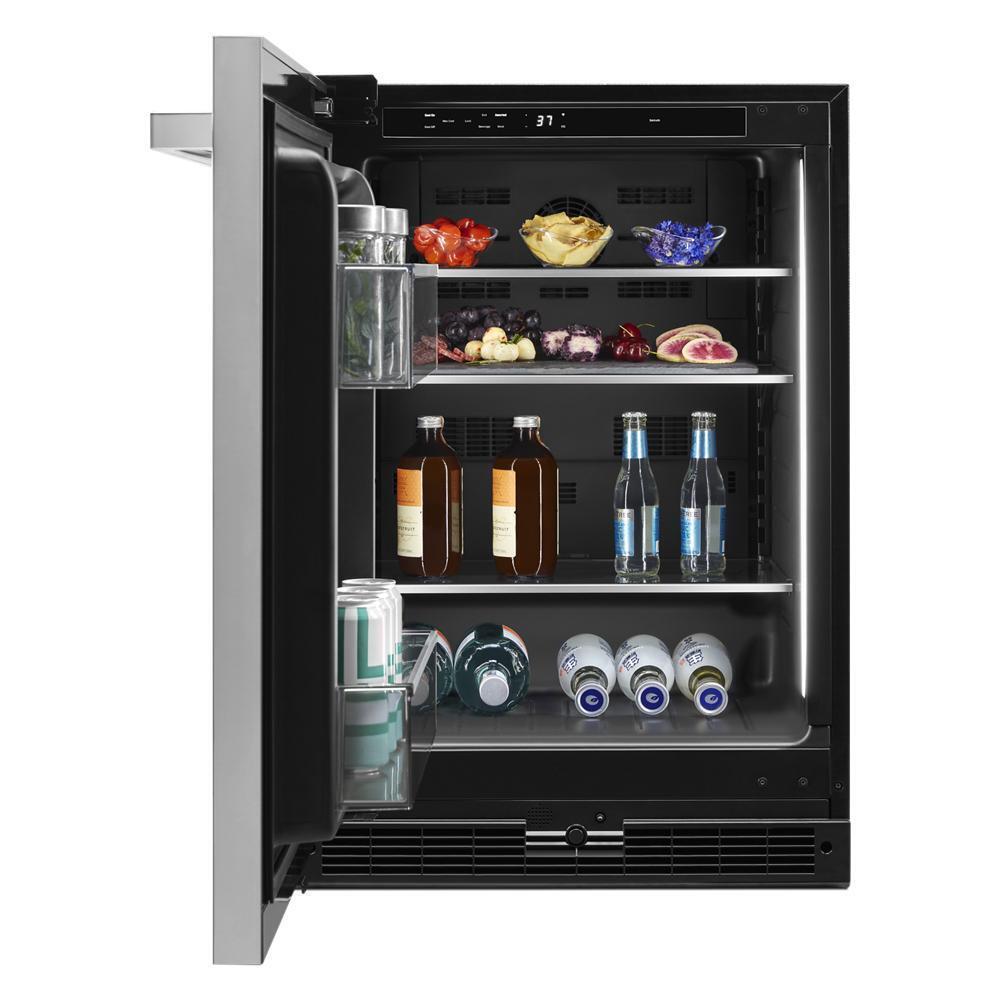 NOIR™ 24" Under Counter Solid Door Refrigerator, Left Swing