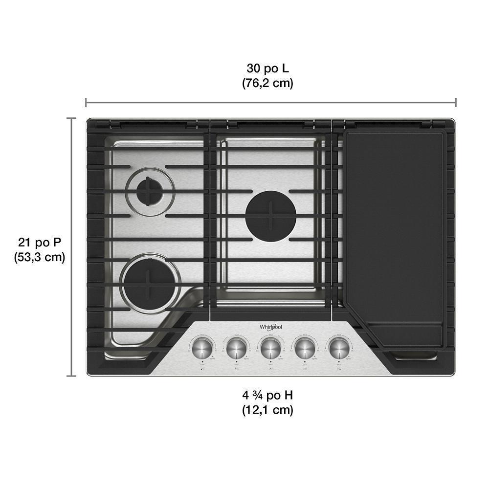 30-inch Gas Cooktop with 2-in-1 Hinged Grate to Griddle