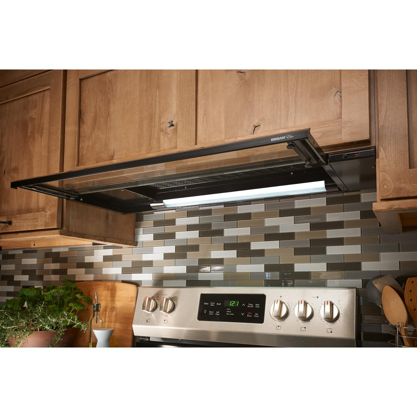 DISCONTINUED-Broan® Elite 30-Inch Under-Cabinet Slide-Out Range Hood w/ Light, Black