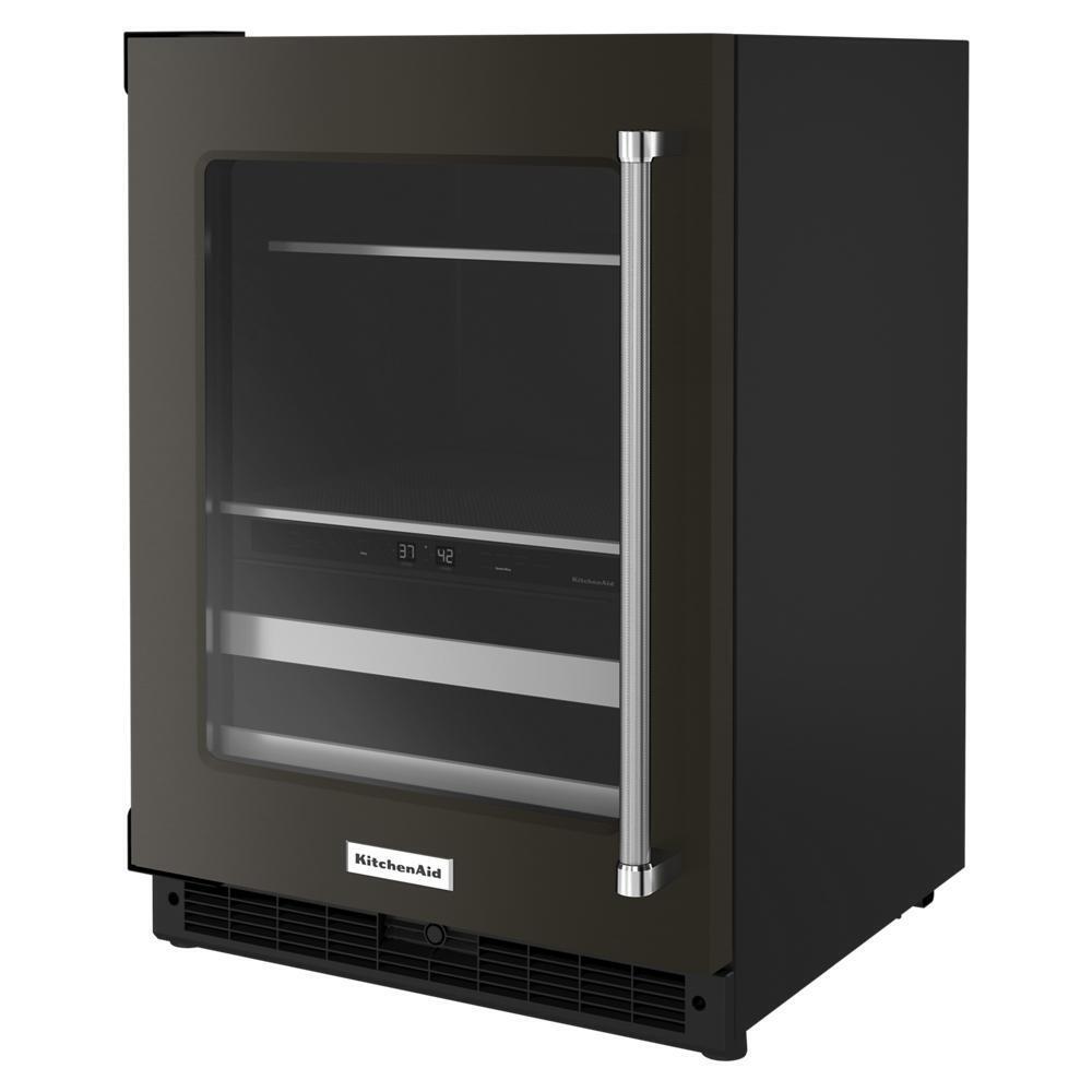 24" Beverage Center with Glass Door and Metal-Front Racks and PrintShield™ Finish