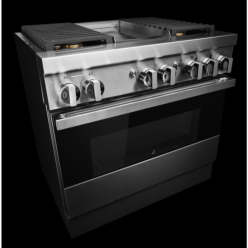 NOIR™ 36" Dual-Fuel Professional-Style Range with Chrome-Infused Griddle and Steam Assist