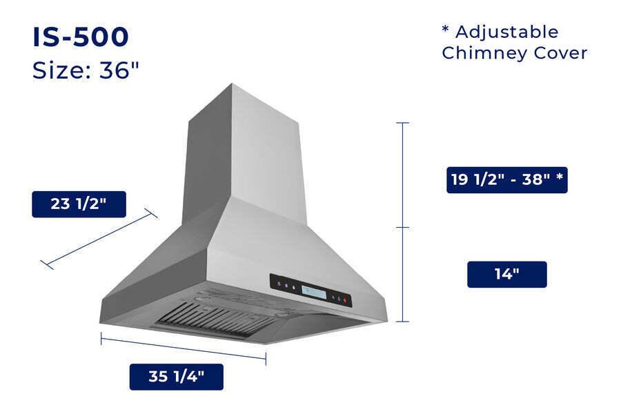 Hauslane  Chef 36-in Ducted Stainless Steel Island Range Hood