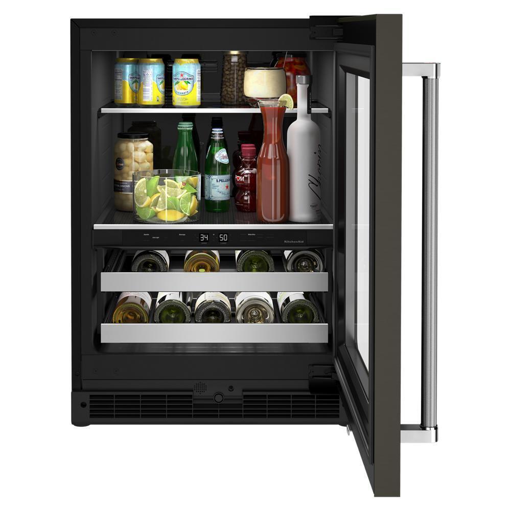 24" Beverage Center with Glass Door and Metal-Front Racks