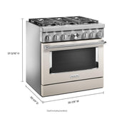 KitchenAid® 36'' Smart Commercial-Style Dual Fuel Range with 6 Burners