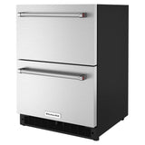 24" Stainless Steel Undercounter Double-Drawer Refrigerator