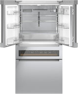 800 Series French Door Bottom Mount Refrigerator, Glass door 36" Stainless Steel