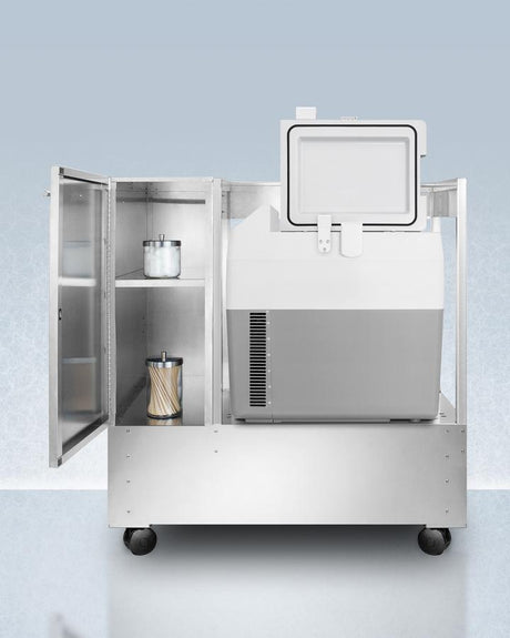 Stainless Steel Cart With Portable Refrigerator/freezer