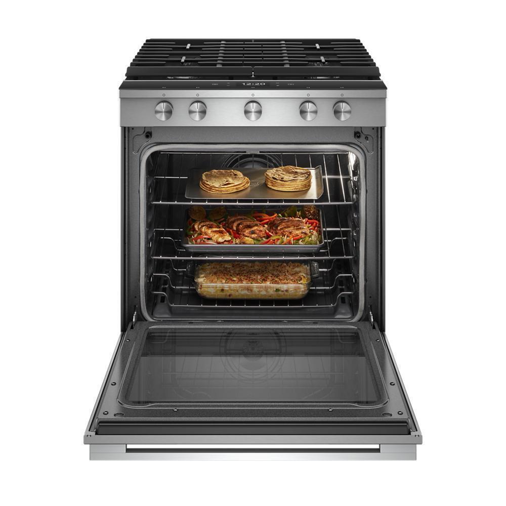 5.8 cu. ft. Smart Slide-in Gas Range with EZ-2-Lift™ Hinged Cast-Iron Grates