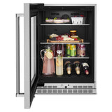 24" Undercounter Refrigerator with Glass Door and Shelves with Metallic Accents