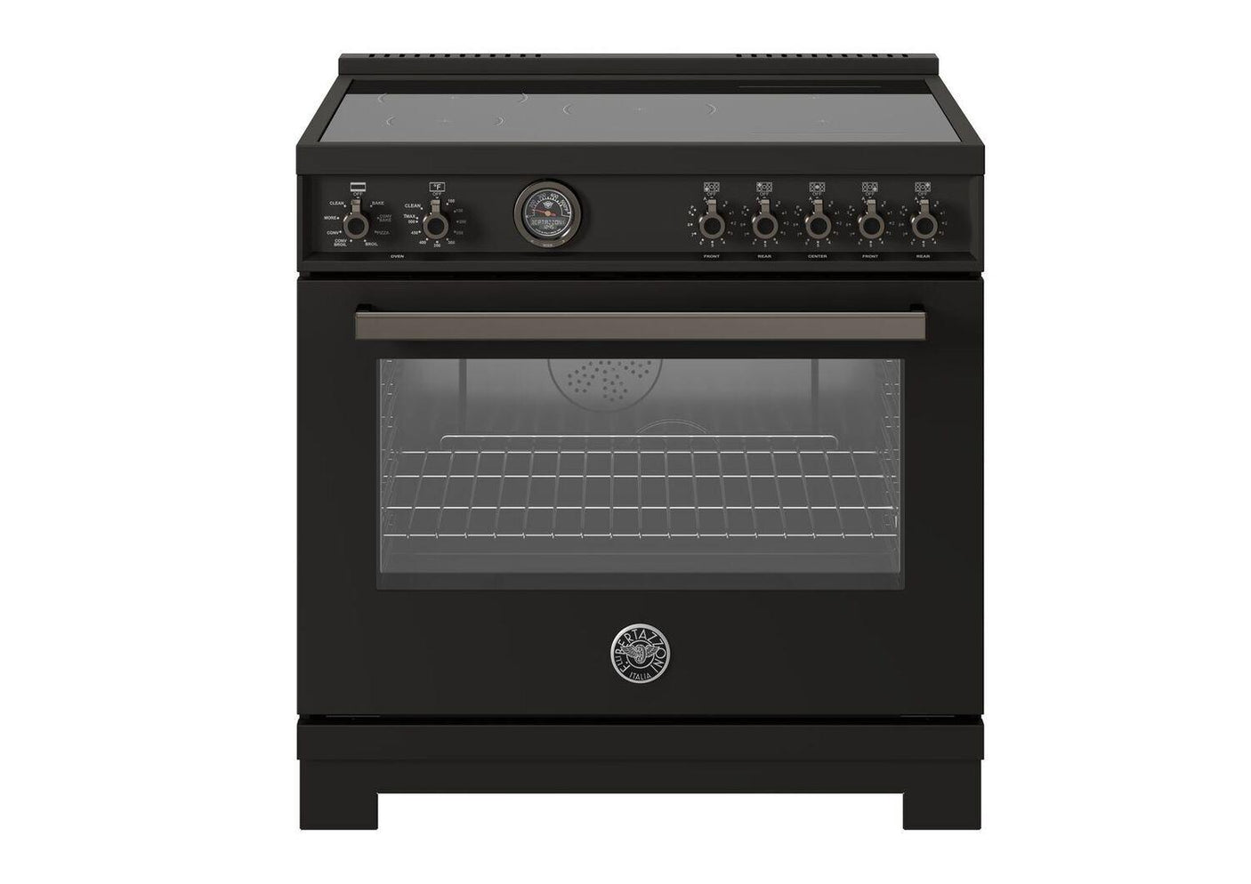 36 inch Induction Range, 5 Heating Zones and Cast Iron Griddle, Electric Self-Clean Oven Carbonio